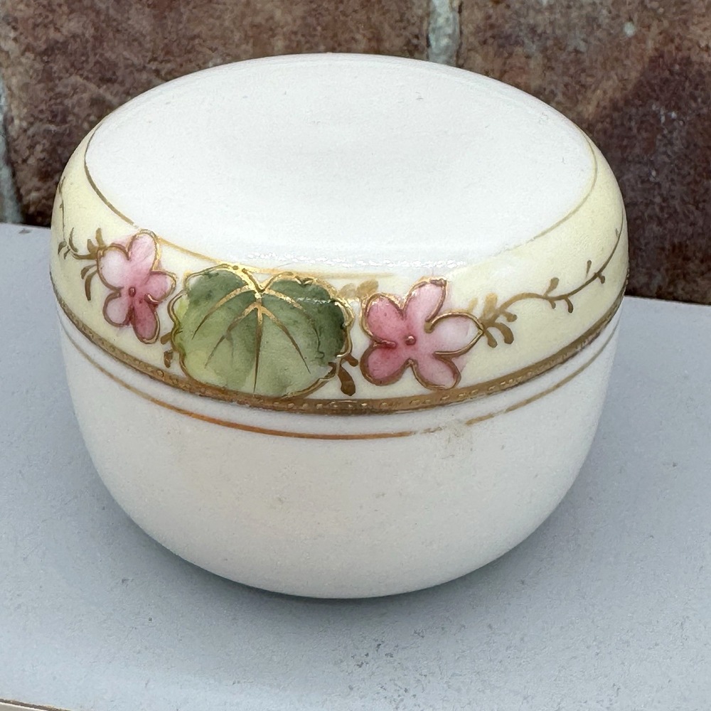 Antique‎ Nippon Morimura Bros Japan Floral Porcelain Powder Trinket Box 1910s